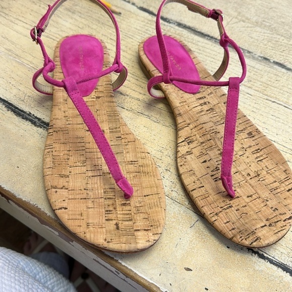 ANN TAYLOR Pink Suede and cork thing sandals Size 10 - Picture 1 of 5